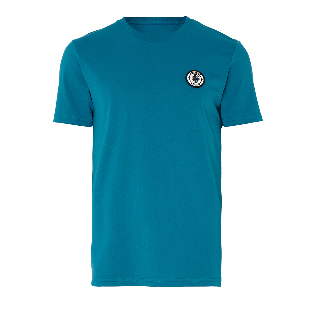 Diego Belair men's teal t-shirt with logo on the left chest.